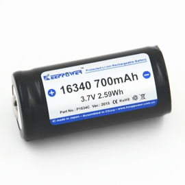 Keeppower 16340 RCR123 3,7 volt Li-Ion batteri 700 mAh med sikkerhedskredsløb